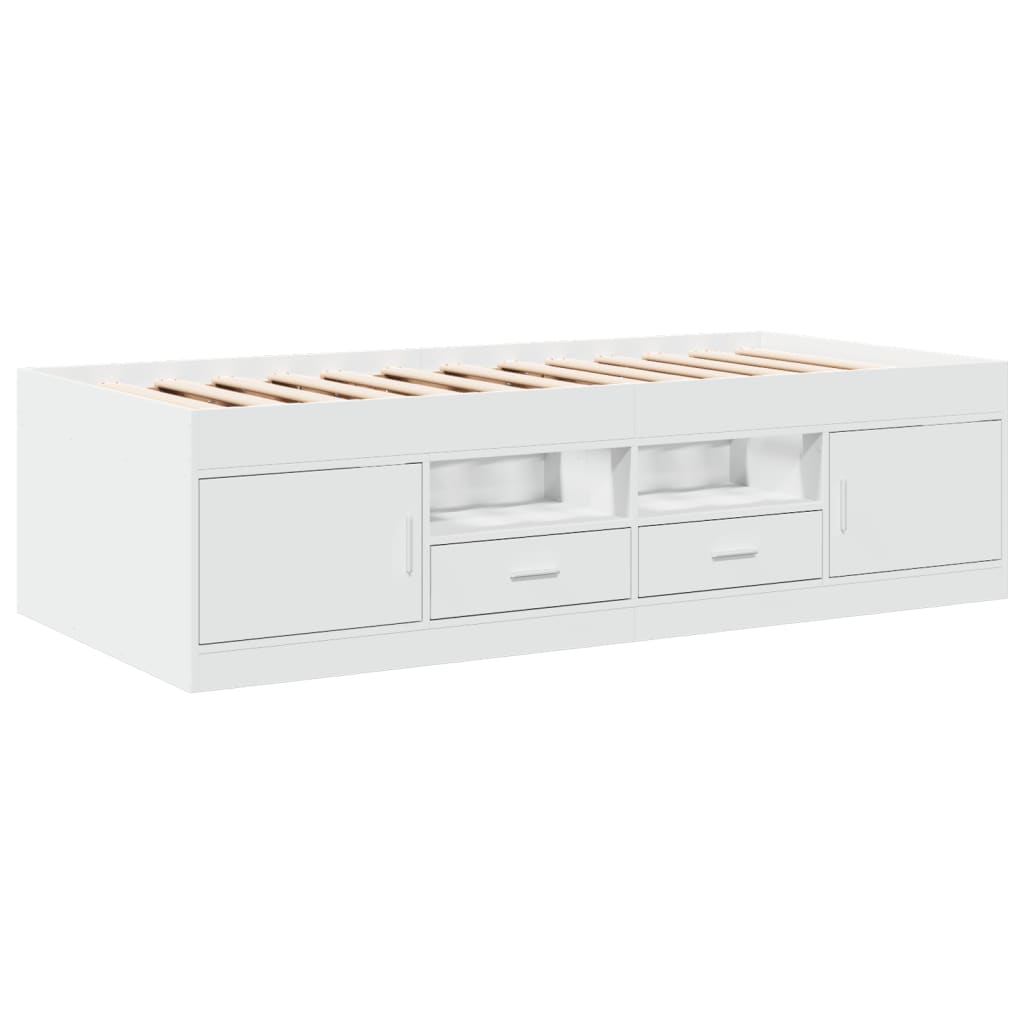 Daybed with Drawers without Mattress White 90x190 cm