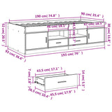 Daybed with Drawers without Mattress White 90x190 cm