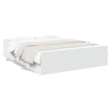 Bed Frame with Drawers without Mattress White 150x200 cm - Front View