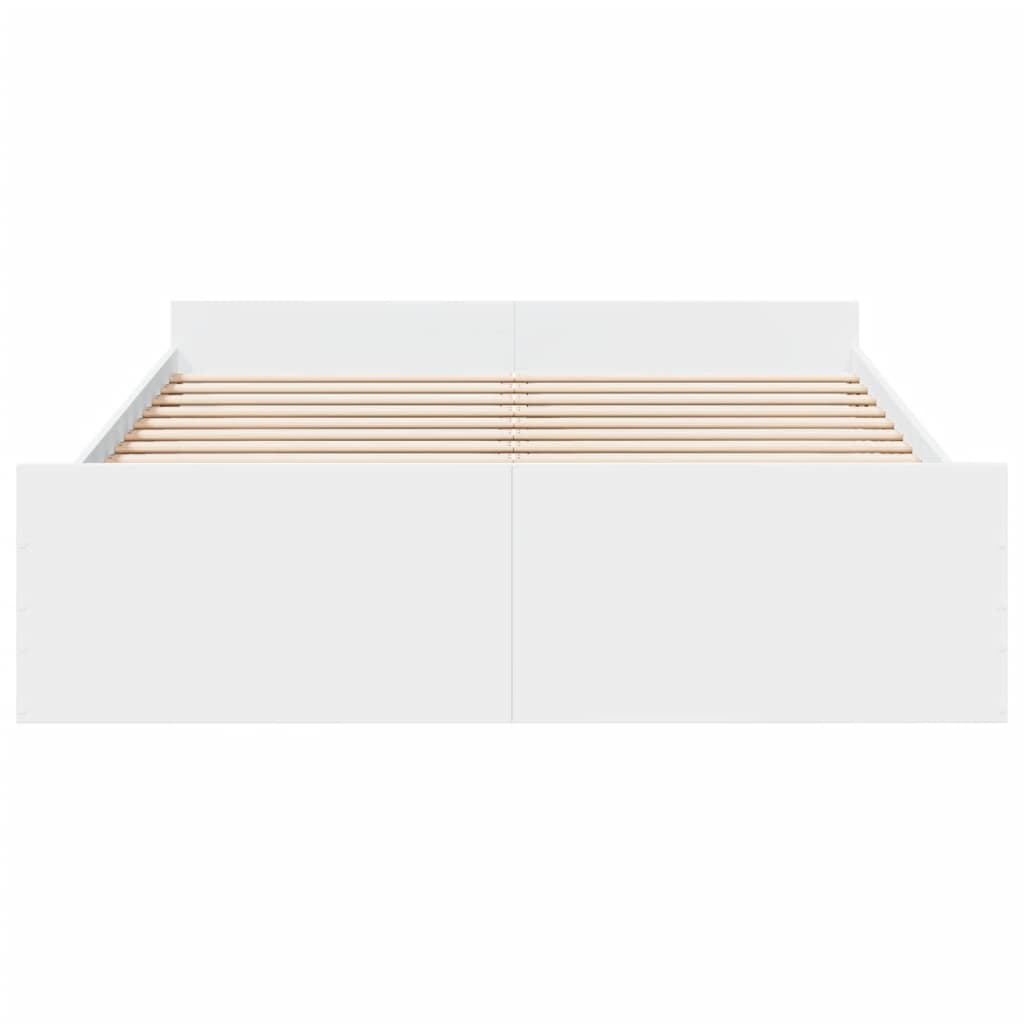 Bed Frame with Drawers without Mattress White 150x200 cm