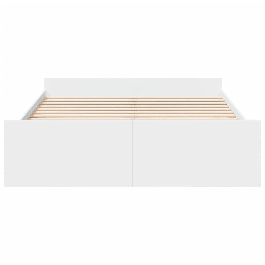 Bed Frame with Drawers without Mattress White 150x200 cm