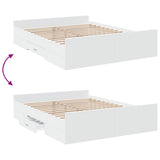 Bed Frame with Drawers without Mattress White 150x200 cm