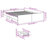 Bed Frame with Drawers without Mattress White 150x200 cm