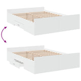 Bed Frame with Drawers without Mattress White 135x190 cm - Close-Up Angle