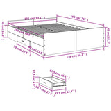 Bed Frame with Drawers without Mattress White 135x190 cm - Extra Image