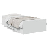 Bed Frame with Drawers without Mattress White 90x190 cm - Front View