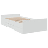 Bed Frame with Drawers without Mattress White 90x190 cm - Side View