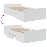 Bed Frame with Drawers without Mattress White 90x190 cm