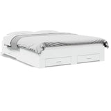 Bed Frame with Drawers without Mattress White 150x200 cm - Front View