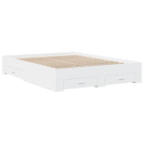 Bed Frame with Drawers without Mattress White 150x200 cm - Side View