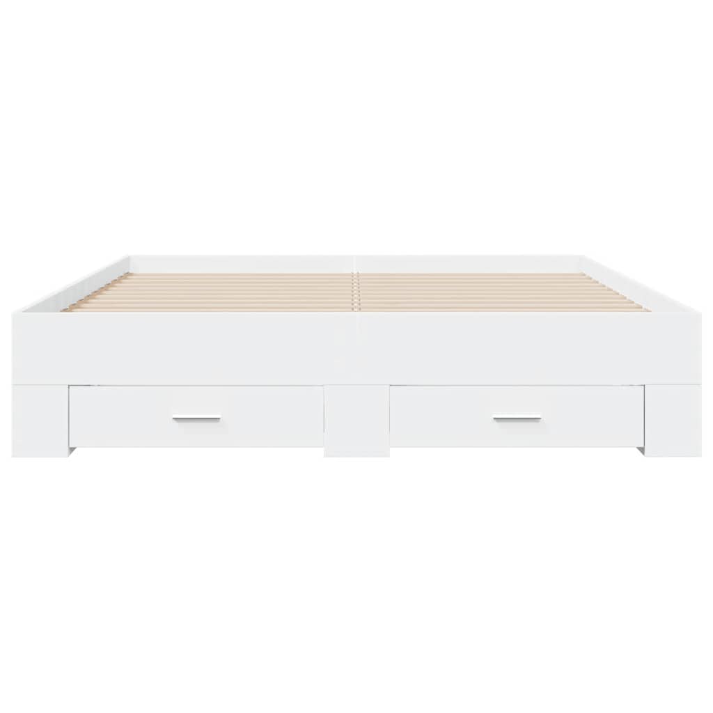 Bed Frame with Drawers without Mattress White 150x200 cm