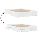 Bed Frame with Drawers without Mattress White 150x200 cm - Close-Up Angle