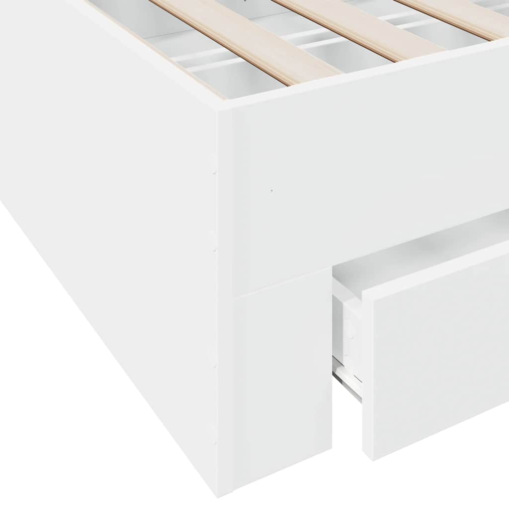 Bed Frame with Drawers without Mattress White 150x200 cm