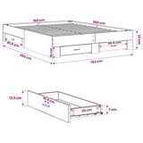 Bed Frame with Drawers without Mattress White 150x200 cm
