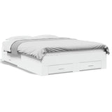 Bed Frame with Drawers without Mattress White 135x190 cm