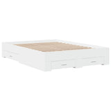 Bed Frame with Drawers without Mattress White 135x190 cm