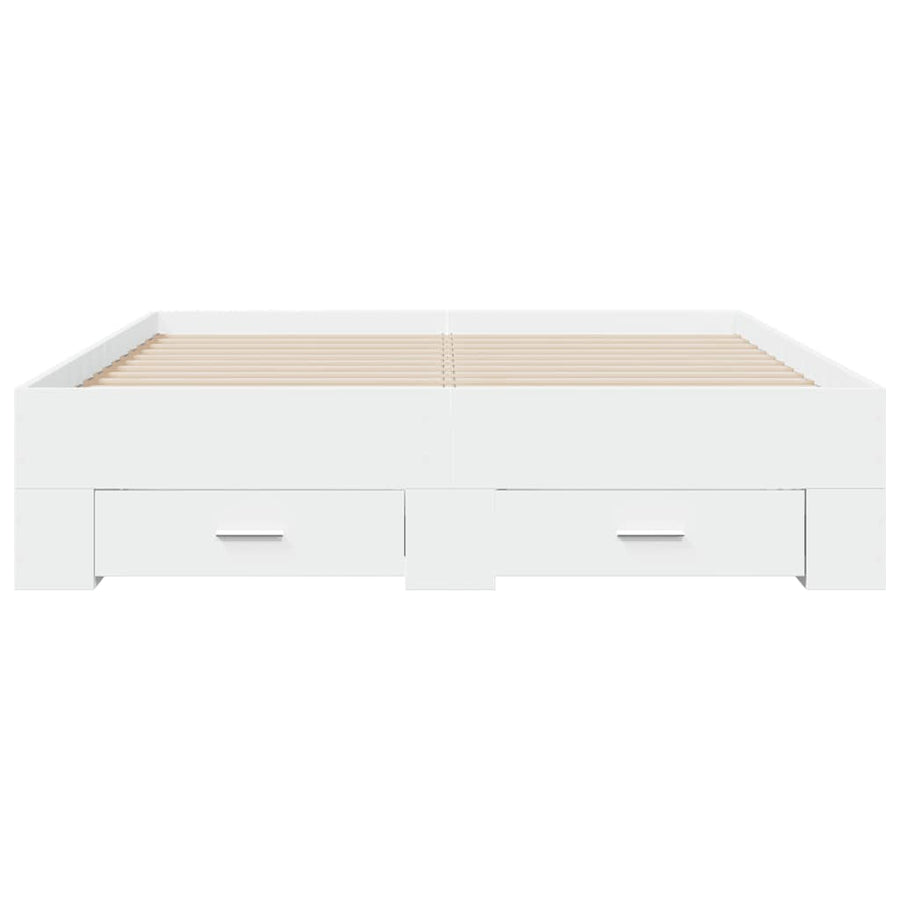 Bed Frame with Drawers without Mattress White 135x190 cm