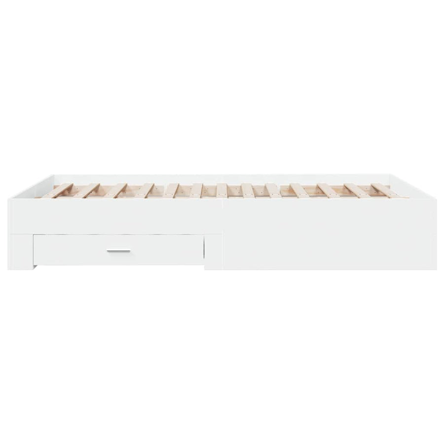 Bed Frame with Drawers without Mattress White 135x190 cm