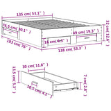 Bed Frame with Drawers without Mattress White 135x190 cm