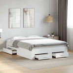 Bed Frame with Drawers without Mattress White 135x190 cm