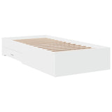 Bed Frame with Drawers without Mattress White 90x190 cm - Rear View