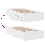 Bed Frame with Drawers without Mattress White 90x190 cm - Close-Up Angle