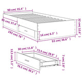 Bed Frame with Drawers without Mattress White 90x190 cm - Extra Image