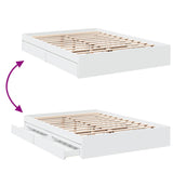 Bed Frame with Drawers without Mattress White 150x200 cm