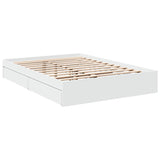 Bed Frame with Drawers without Mattress White 135x190 cm - Side View