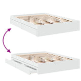 Bed Frame with Drawers without Mattress White 135x190 cm - Close-Up Angle