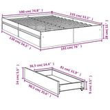 Bed Frame with Drawers without Mattress White 135x190 cm