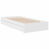 Bed Frame with Drawers without Mattress White 90x190 cm - Side View