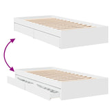 Bed Frame with Drawers without Mattress White 90x190 cm