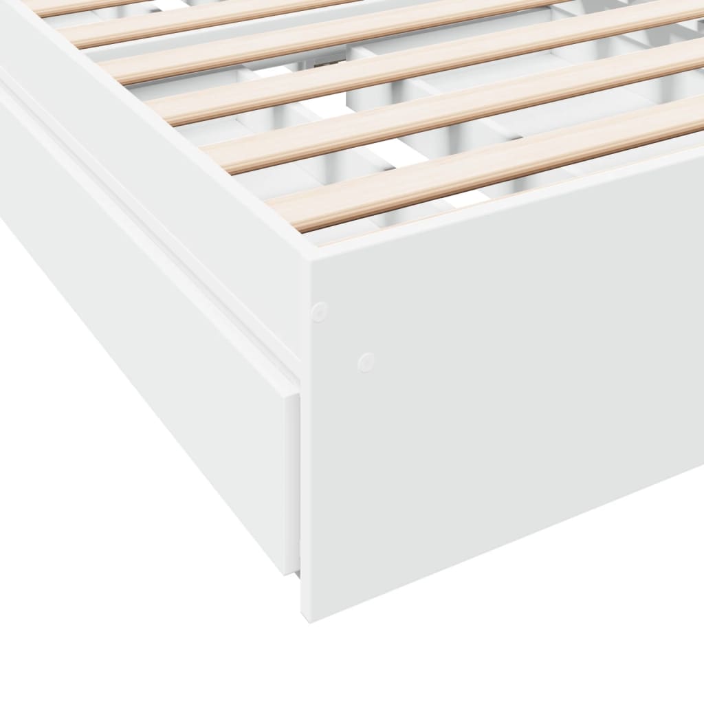 Bed Frame with Drawers without Mattress White 90x190 cm