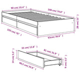 Bed Frame with Drawers without Mattress White 90x190 cm - Extra Image