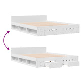 Bed Frame with Drawers without Mattress White 150x200 cm - Close-Up Angle