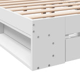 Bed Frame with Drawers without Mattress White 150x200 cm - Low Angle