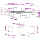 Bed Frame with Drawers without Mattress White 150x200 cm
