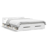 Bed Frame with Drawers without Mattress White 135x190 cm - Front View