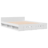 Bed Frame with Drawers without Mattress White 135x190 cm - Side View