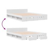 Bed Frame with Drawers without Mattress White 135x190 cm - Close-Up Angle