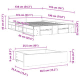 Bed Frame with Drawers without Mattress White 135x190 cm