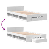 Bed Frame with Drawer without Mattress White 90x190 cm - Close-Up Angle