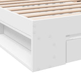 Bed Frame with Drawer without Mattress White 90x190 cm - Low Angle