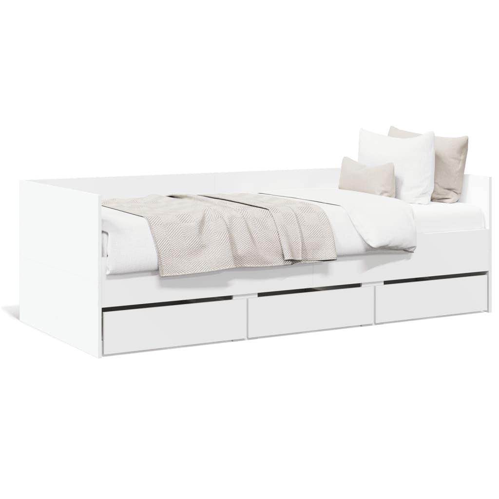 Daybed with Drawers without Mattress White 90x190 cm