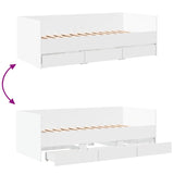 Daybed with Drawers without Mattress White 90x190 cm - Low Angle