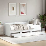 Daybed with Drawers without Mattress White 90x190 cm