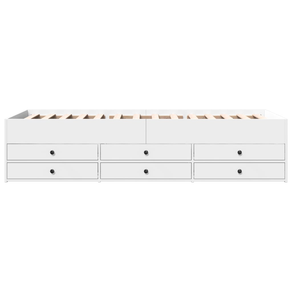 Daybed with Drawers without Mattress White 90x190 cm