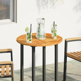 Table Top Ø60x2 cm Round Solid Wood Acacia - Front View