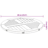 Table Top Ø60x2 cm Round Solid Wood Acacia - Low Angle